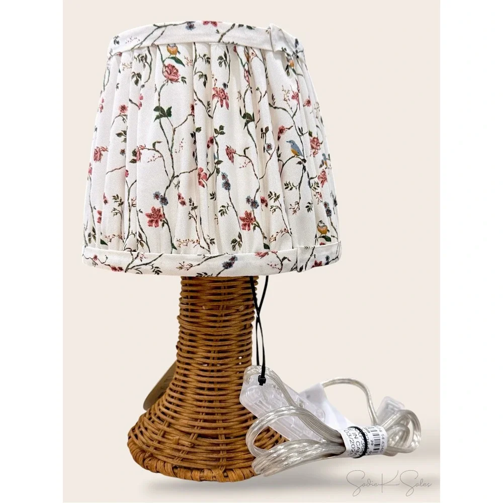Mini Rattan and Pleated Lamp Shade Table Lamp Brown - Threshold, Target